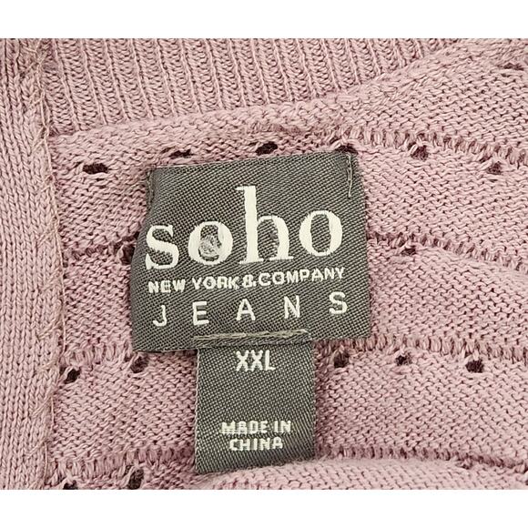 SOHO New York Co Light Purple Drop Shoulder Sweater Top XXL Plus Tie Back Soft - Picture 5 of 6